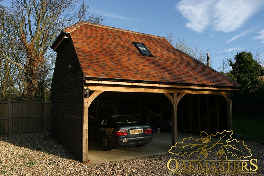 2-bay open oak garage with loft space - Oakmasters
